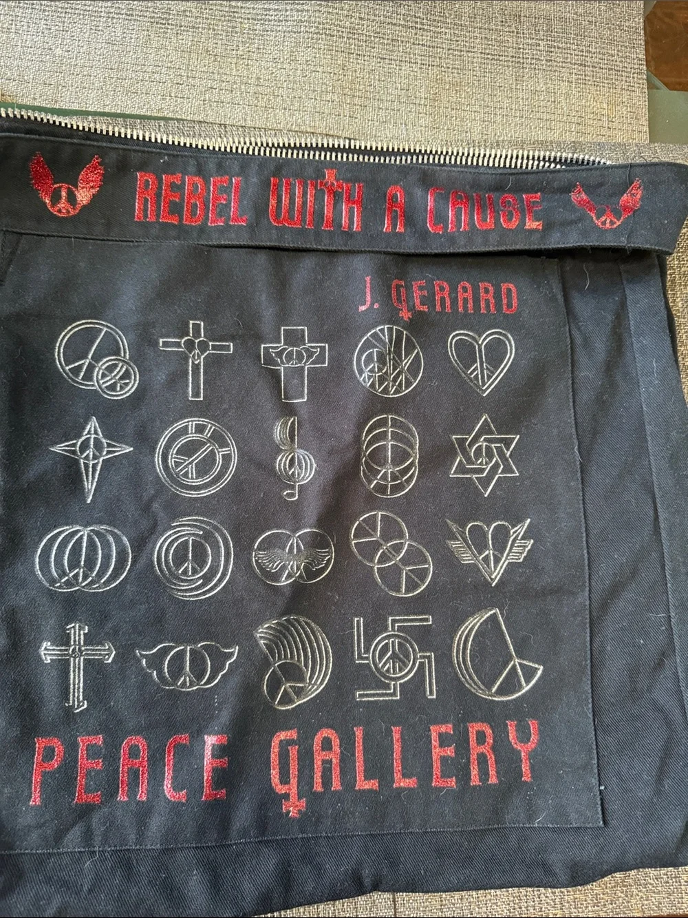 Gallery Canvas Messenger Bag in Black with Red Accents